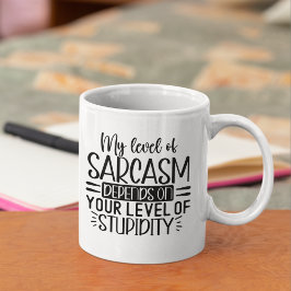My Level of Sarcasm Funny Sarcastic Saying Kaffemugg