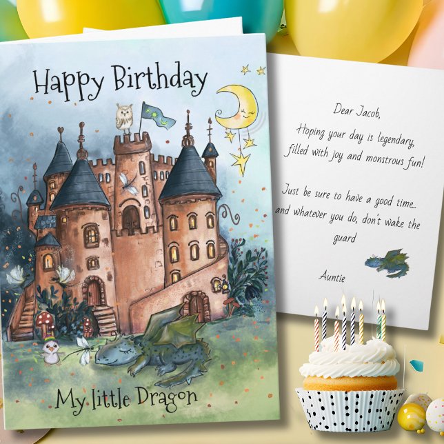 My Little Dragon Birthday Card | Whimsical Castle  Helgkort (My Little Dragon Birthday Card  Whimsical Castle )