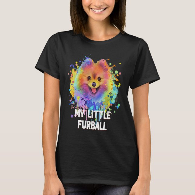 My Little Furball Funny Pomeranian Humor Pom Pom A T Shirt (Framsida)