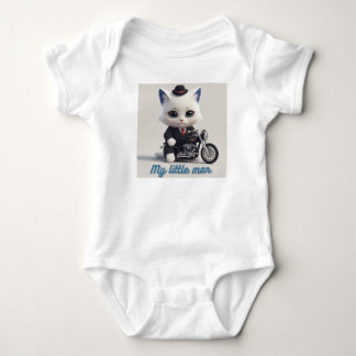 My Little Man Baby Bodysuit - Cute Kawaii Cat on M T Shirt