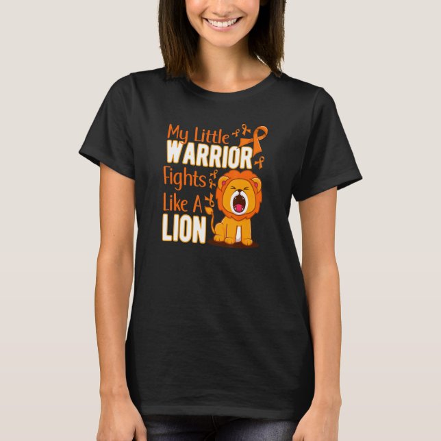 My Little Warrior Fights Like A Lion Leukemia Awar T Shirt (Framsida)