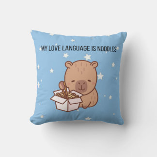 My Love Language Is Noodles | Kawaii Capybara Deco Kudde