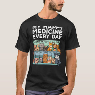 My Lycklig Medicine Varje dag Pill Box Animals Hun T Shirt