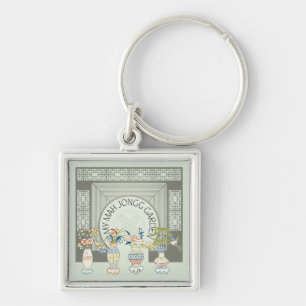 My Mah Jongg Garden Keychain Fyrkantig Silverfärgad Nyckelring