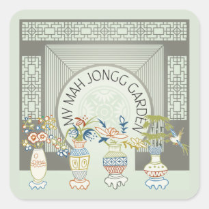 My Mah Jongg Garden Stickers Fyrkantigt Klistermärke
