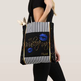 My Makeup Guld Confetti Bag - Blue Glitter Läppar Tygkasse