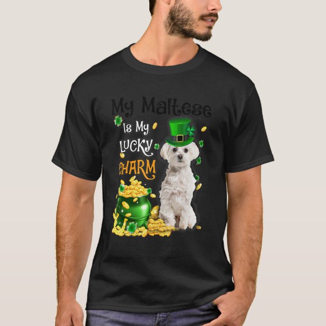 My Maltese Is My Lucky Charm Cute Dog Patricks Day T Shirt (Framsida)