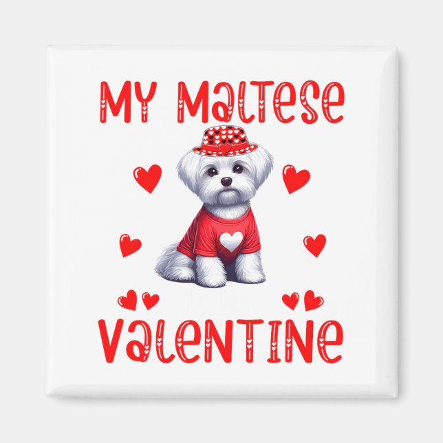 My Maltese Is My Valentine Hearts Costume Single O Magnet (Framsidan)