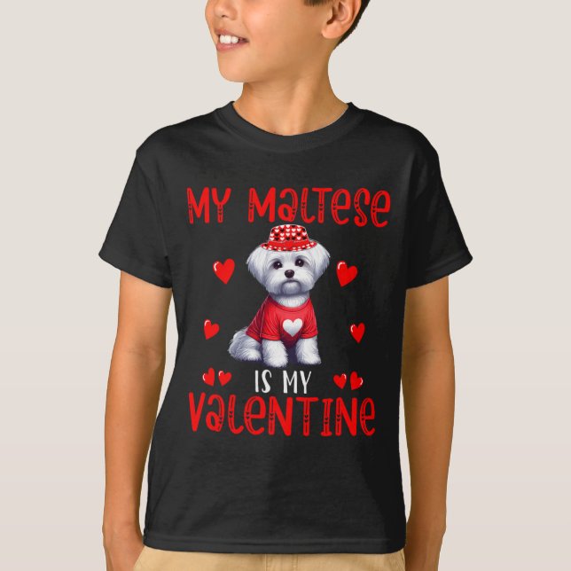 My Maltese Is My Valentine Hearts Costume Single O T Shirt (Framsida)