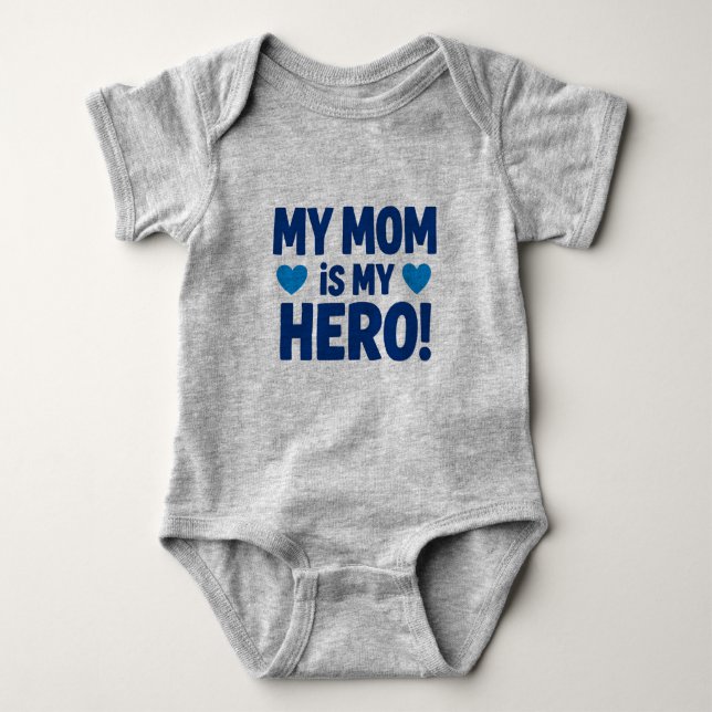 My Mom Is My Hero Baby Bodysuit - Cute MotCamiseta T Shirt (Framsida)