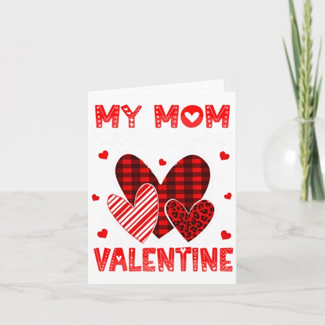 My Mommy Is My Valentine Heart Kid Boys Girls Vale Kort (Framsida)