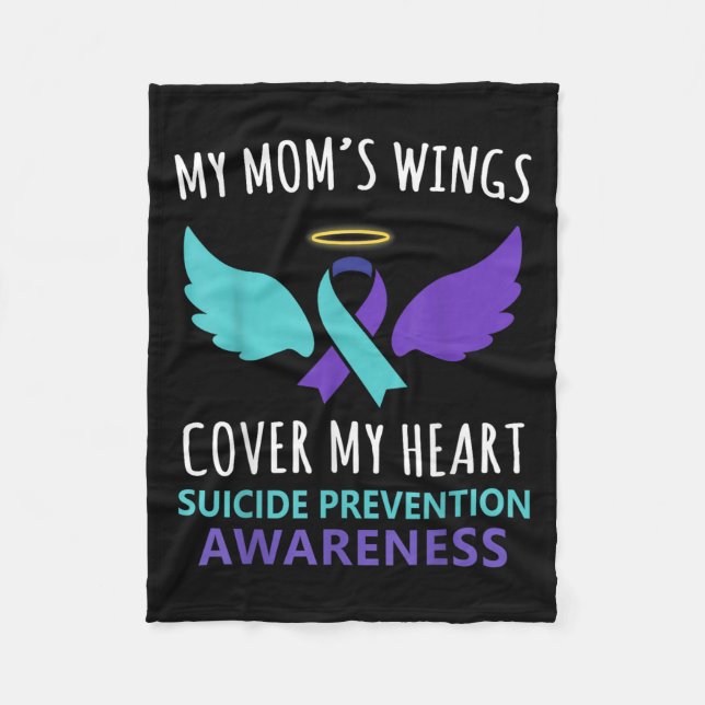 My Mom's Wings Cover Heart Suicide Awareness Ribbo Fleecefilt (Framsidan)