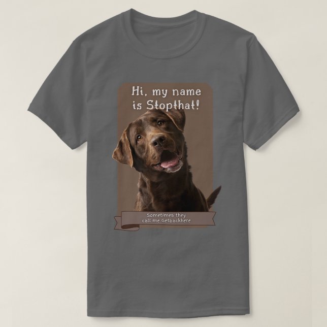 My Name Is Stopthat Funny Hyper Brown Lab Labrador T Shirt (Design framsida)