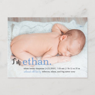 MY NAMN Modern Birth Notice Meddelande Vykort
