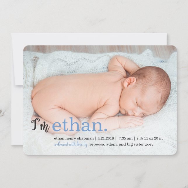 MY NAMN Modern Tillkännagivande för födelse Meddelande (Framsida)