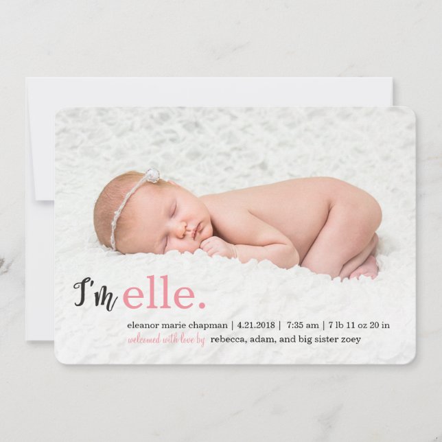 MY NAMN Modern Tillkännagivande för födelse Meddelande (Framsida)