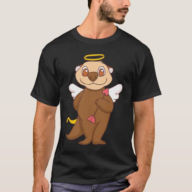 My Otter Is My Valentine Sea Otters Cupid Valentin T Shirt (Framsida)
