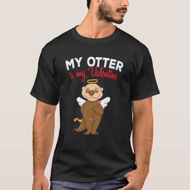 My Otter Is My Valentine Sea Otters Cupid Valentin T Shirt (Framsida)