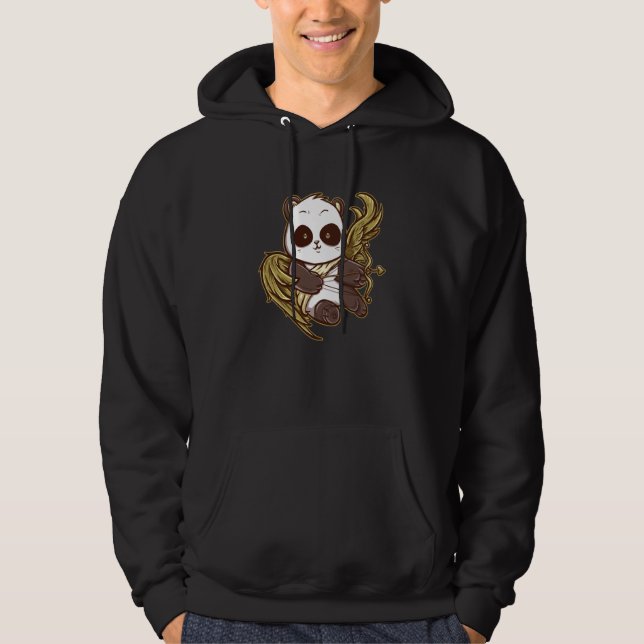 My Panda Is My Valentine Panda Bear Cupid Valentin Hoodie (Framsida)