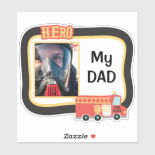 My Pappa Firefighter Hero Photo Template Contour Klistermärken