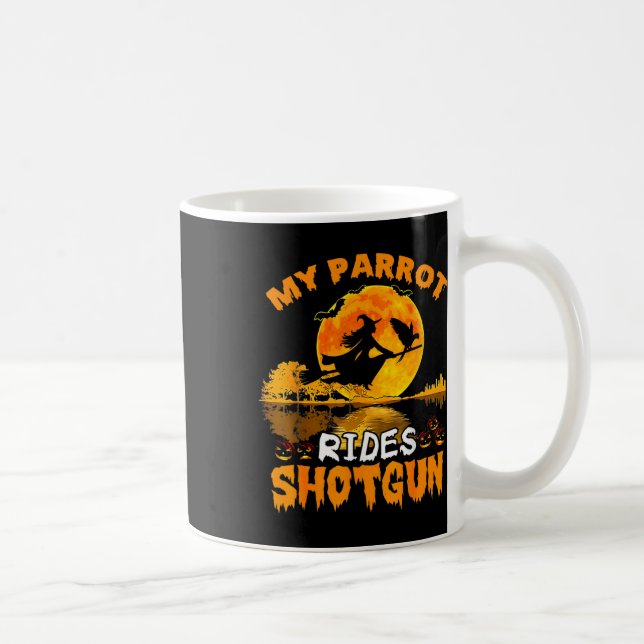 My Parrot Rides Pistol Witch Fly Broomstick T Hal Kaffemugg (Höger)
