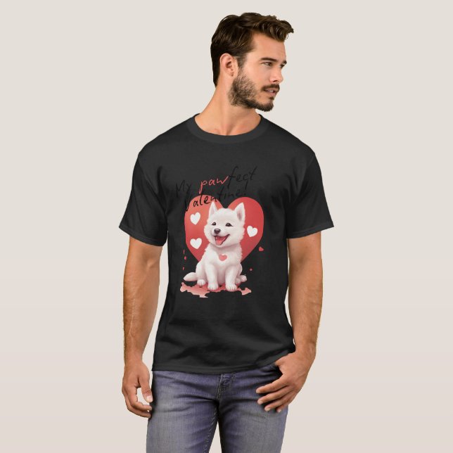 My Pawfect Valentine: Süßer weißer Jindo-Hund  T Shirt (Hel framsida)