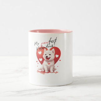 My Pawfect Valentine: Süßer weißer Jindo-Hund  Två-Tonad Mugg