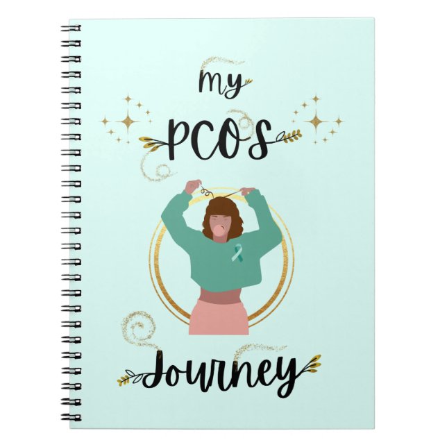 My PCOS Journey Polycystic Ovarian Syndrome Teal  Anteckningsbok (Framsidan)