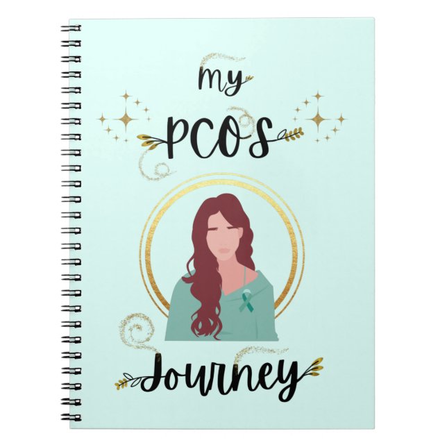 My PCOS Journey Polycystic Ovary Syndrome Teal Anteckningsbok (Framsidan)