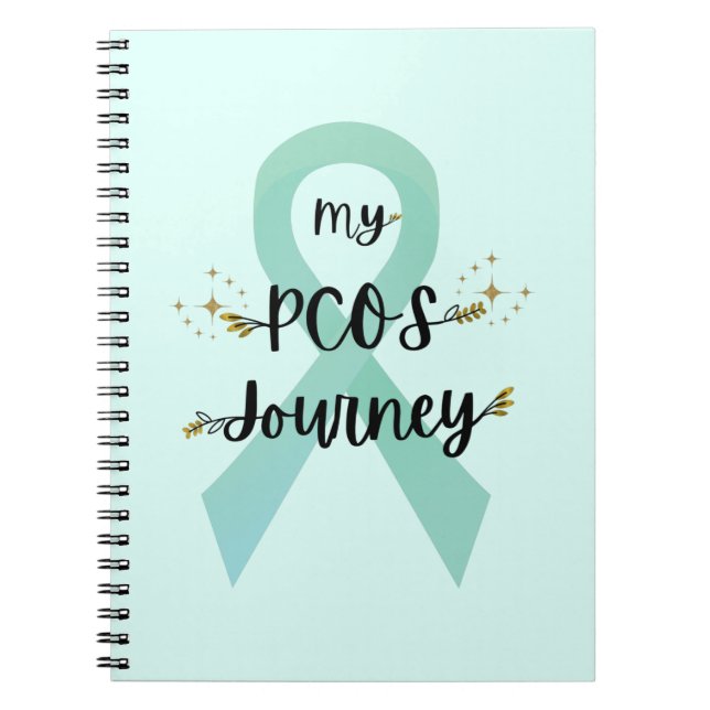 My PCOS Journey Polycystic Ovary Syndrome Teal Anteckningsbok (Framsidan)