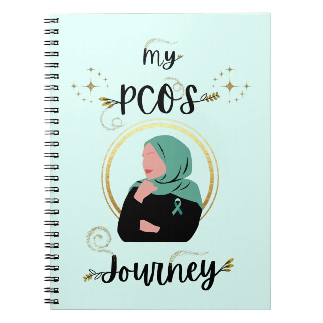 My PCOS Journey Polycystic Ovary Syndrome Teal Anteckningsbok (Framsidan)
