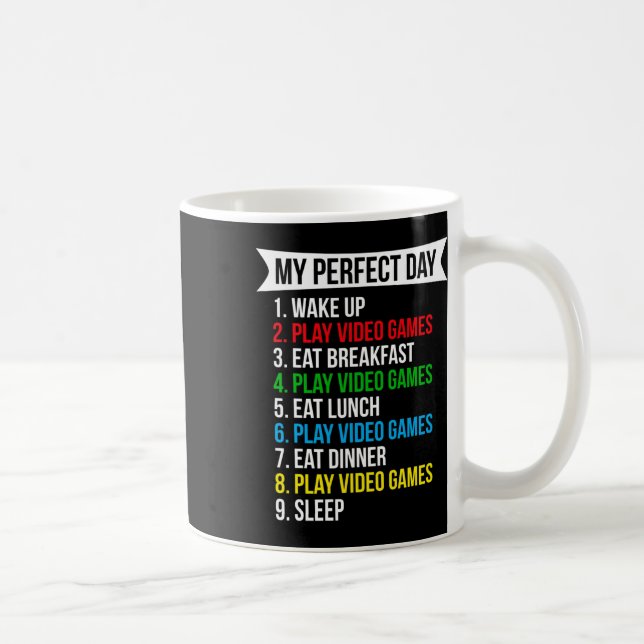 My Perfect Day Video Games Funny Cool Gamer  Kaffemugg (Höger)