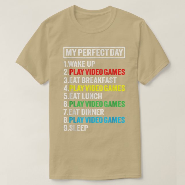 My Perfectly Day Video Games Funny Kool Gamer Gami T Shirt (Design framsida)