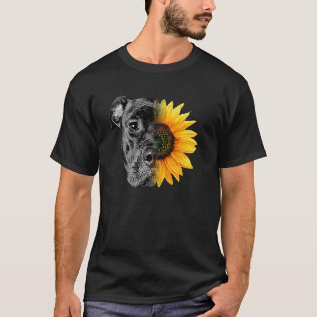 My Pitbull Is A Sunflower She s A Sunshine Hippie  T Shirt (Framsida)