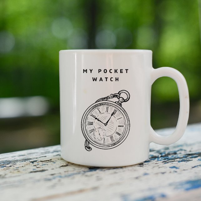 My Pocket Watch" Minimalist Time-Themed Mug Kaffemugg (Skapare uppladdad)