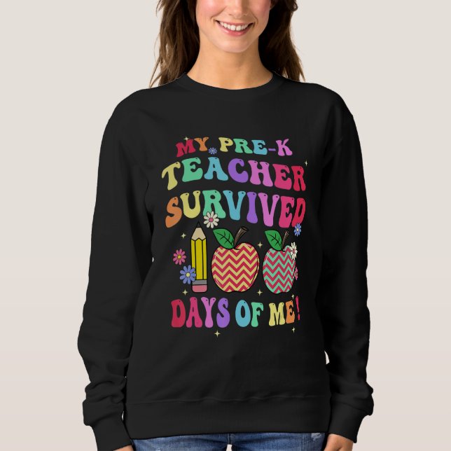 My Preschool Teacher Survived 100 Days Of Me Funny T Shirt (Framsida)