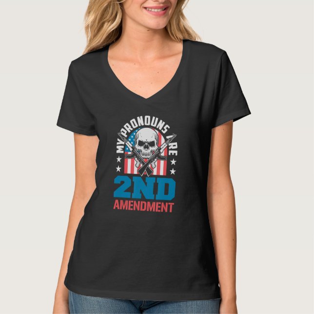 My Pronouns Are 2nd Amendment Pro Gun Pro USA Patr T Shirt (Framsida)