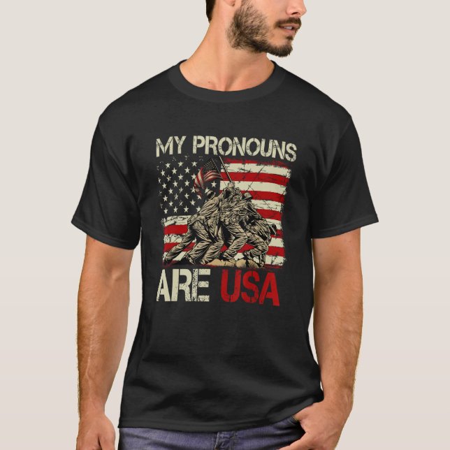 My Pronouns Are Usa 4th Of July American Flag Tie  T Shirt (Framsida)