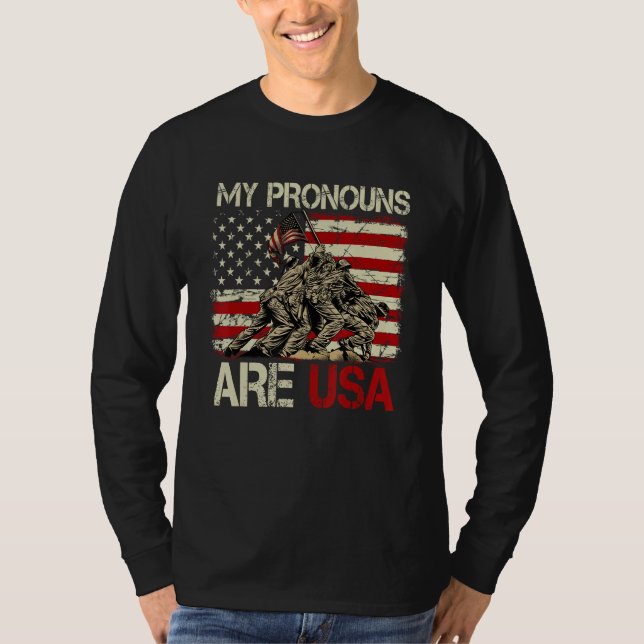 My Pronouns Are Usa 4th Of July American Flag Tie  T Shirt (Framsida)