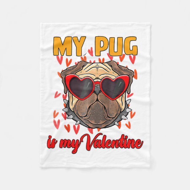 My Pug In My Valentine Cute Valentineu2019s Day Pe Fleecefilt (Framsidan)