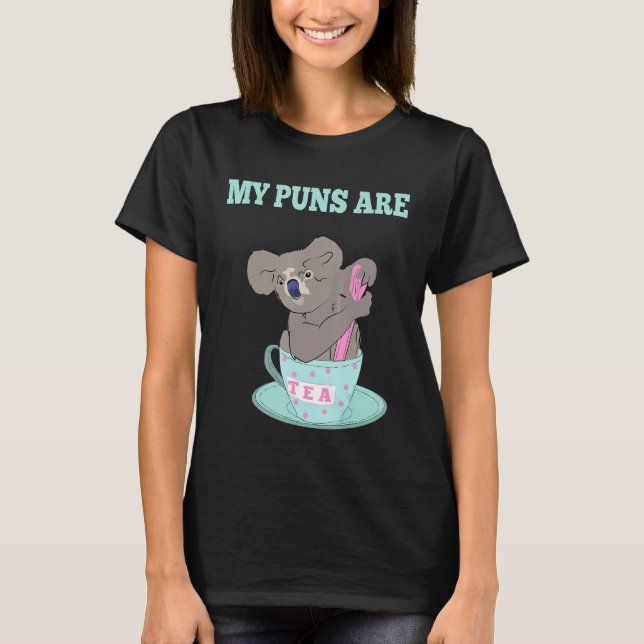 My Puns Are Koala Tea Funny Joke Cool  Tee (Framsida)