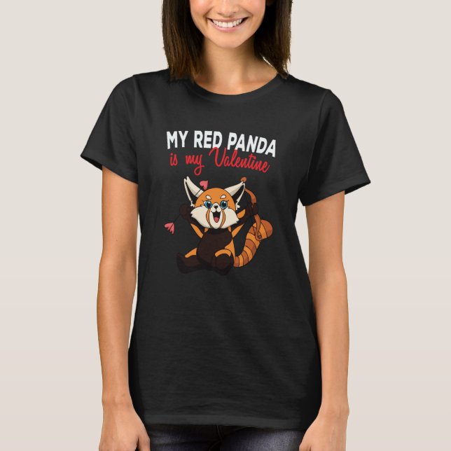 My Red Panda Is My Valentine Panda Bear Cupid Vale T Shirt (Framsida)