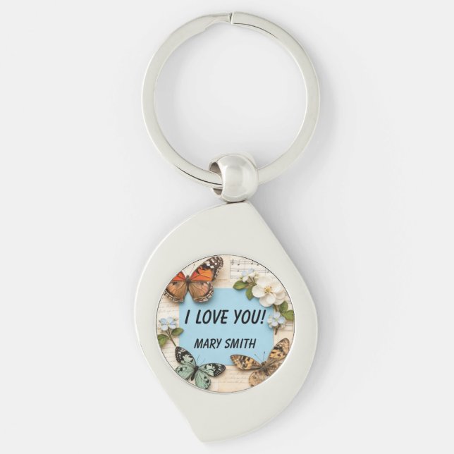 My Scrapbook  Swirl Silverfärgad Nyckelring (Framsidan)