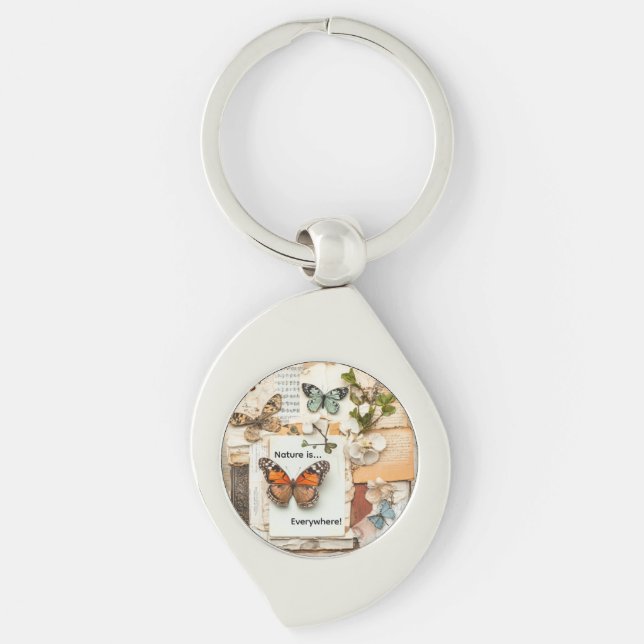 My Scrapbook Swirl Silverfärgad Nyckelring (Framsidan)