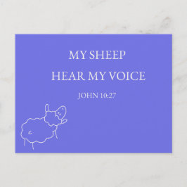 My Sheep Hear My Voice Christian Postcard Vykort