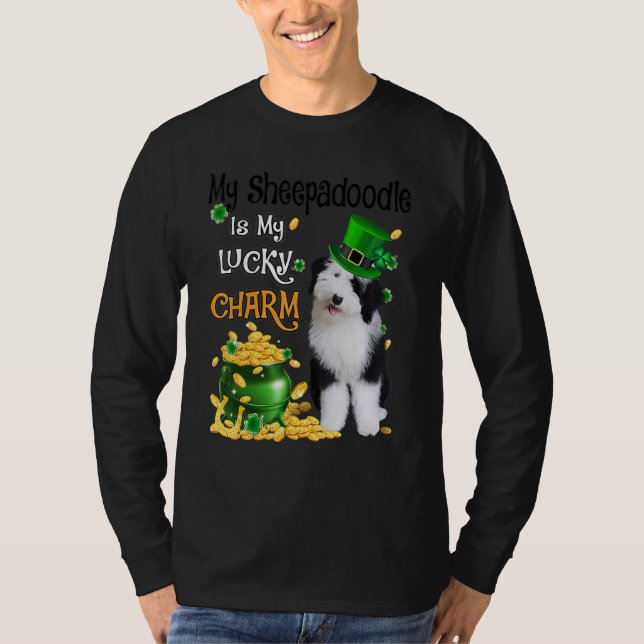 My Sheepadoodle Is My Lucky Charm Cute Dog Patrick T Shirt (Framsida)