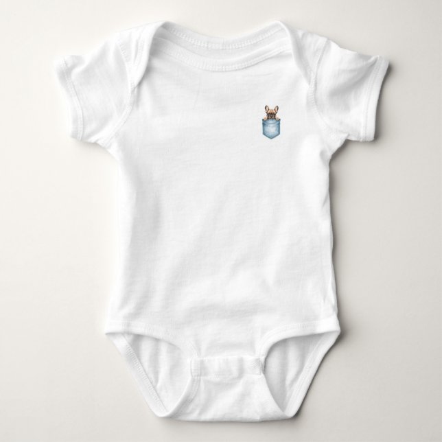 My Sibling is a Frenchie Pocket Baby Bodysuit T Shirt (Framsida)