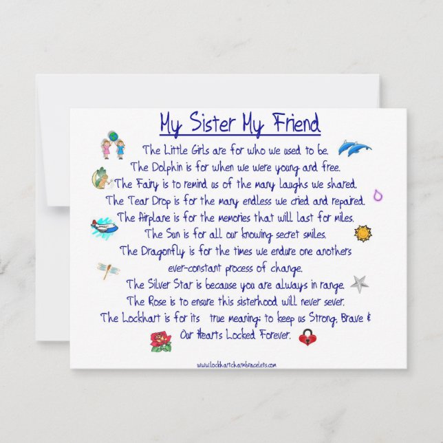 MY SISTER Min vän-dikt med grafik Inbjudningar (Framsida)