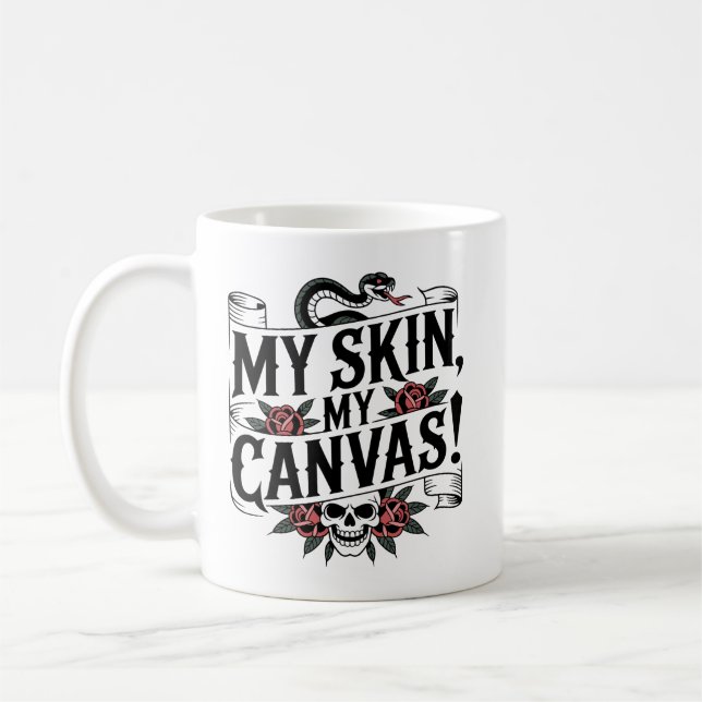 My Skin, My Canvas Tattoo Art Kaffemugg (Vänster)