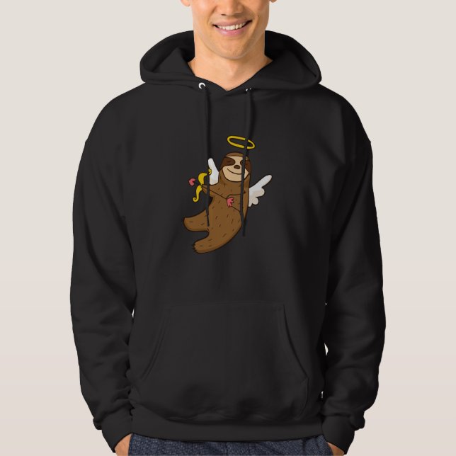 My Sloth Is My Valentine Lazy Sloths Cupid Valenti Hoodie (Framsida)